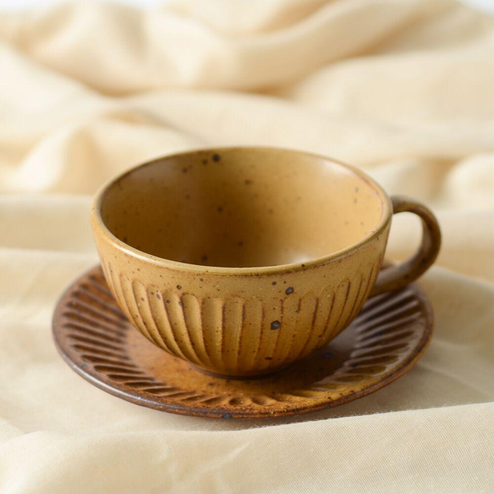 

Ceramic Coffee Cup Set with Saucer, Latte Art Cup, Handmade Japanese Mug, Retro European Style Cup, Afternoon Tea Dessert Cup 200-400ml оранжевый