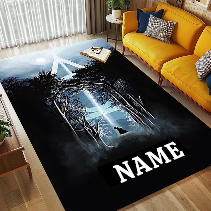 Custom Name Owl Art Living Room Non-Slip Area Rug Soft Carpet for Bedroom Kids Playroom Sofa Office Home Decor Doormat