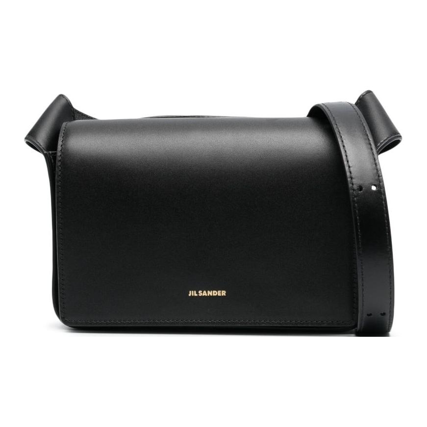 Jil Sander Logo Embossed Calfskin Crossbody Shoulder Bag Small Women bags Black J07WG0006P5433001