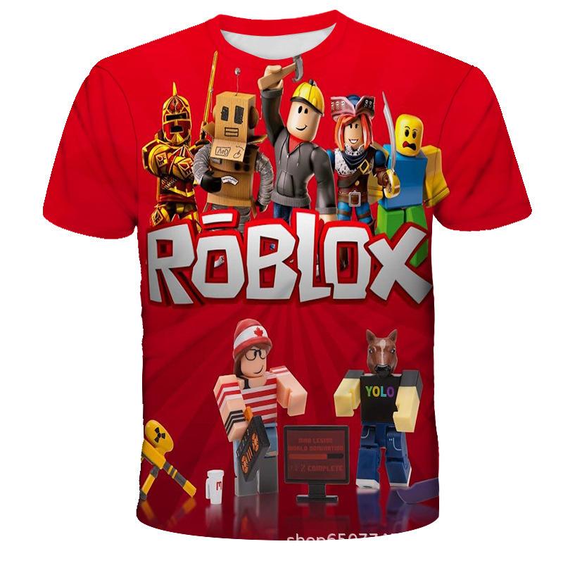 T-shirt Roblox pour enfant Garçons T-shirt Sportif de Jeu Enfant Dessin Animé Manches Courtes Haut Impression 3D Décontracté Rue Harajuku Vêtements