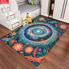 Psychedelic Galaxy Floral Mandala Rug, Colorful Boho Space Carpet for Living Room Gaming Room, Non-slip Decorative Floor Mat
