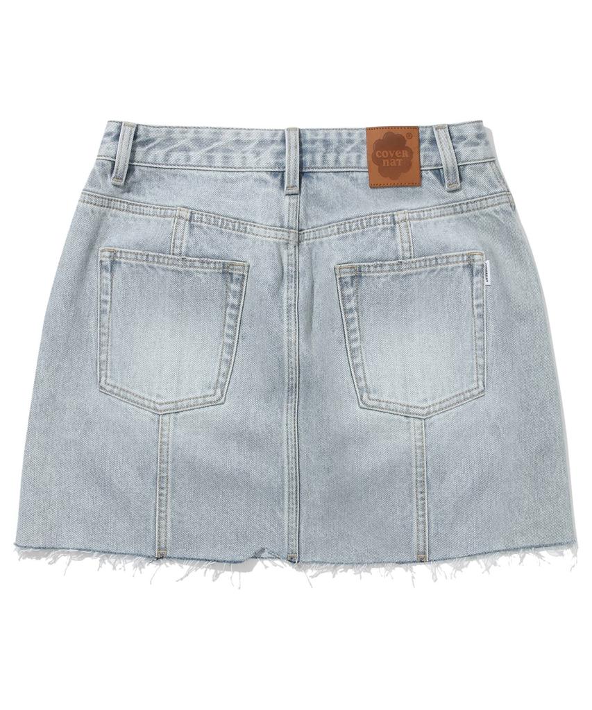 Covernat Woman Mini Denim Skirt Light Blue
