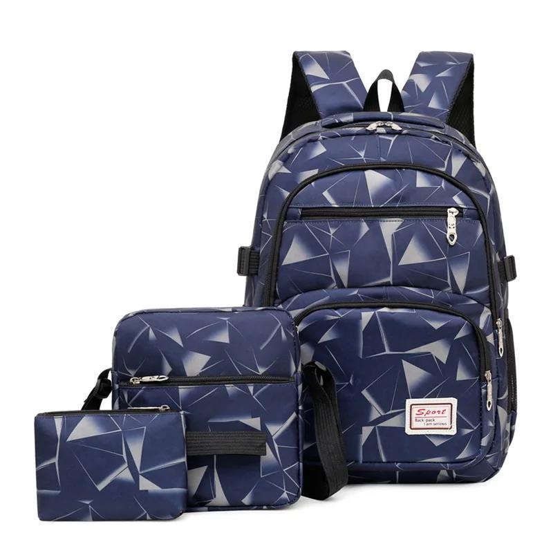 Crossten 3pcs/set High School Bags for Women Boys One Shoulder Bag Backpacks Big Student Travel Bag Men School Backpack Mochila