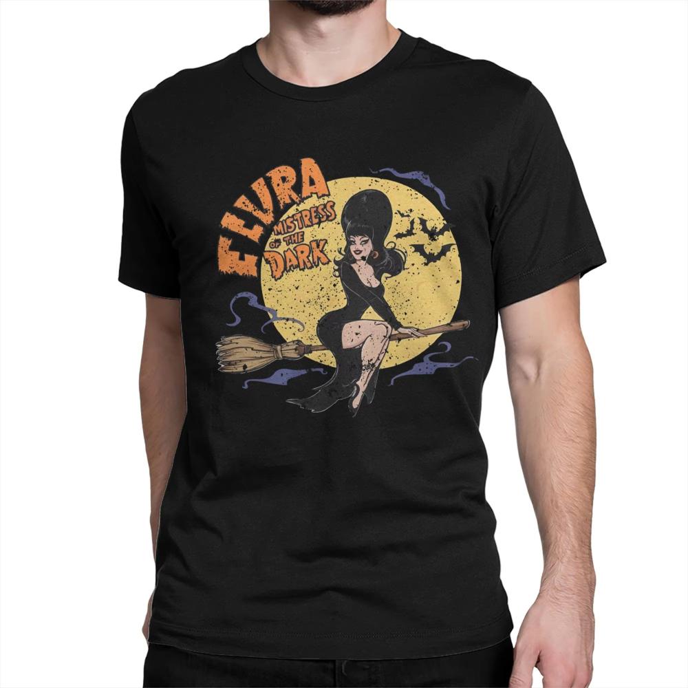 Vintage Gewaschen Elvira Herrin der Finsternis Retro Gothic Bedrucktes Baumwoll-T-Shirt Herren Damen Tee Sommer Lässige Mode Kleidung Oberteile Streetwear