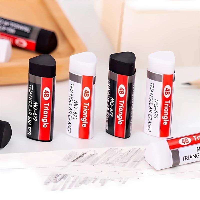 New 4B Rubber Eraser Soft and Clean Triangular Eraser Black and White Pencil Eraser Suitable for Student Exams