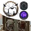 Halloween Wreath Battery Operated LED Purple Light Wreath with  Rope Halloween Hanging Decor Best Gifts for Front Door