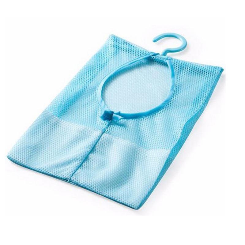 

1pc Outdoor Mesh Clothespin Bag Bathroom Shower Caddy Holder Home Storage Kitchen Organizer Hanger Sack Clips Holders 26x30cm небесно-голубой