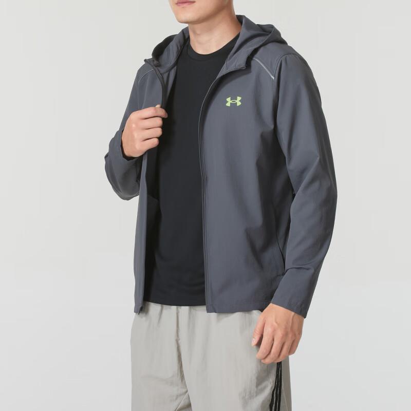 Under Armour Fitness Training Letter Print Hoodie Jacket Men jackets Gray 1376795-025