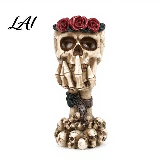 Skull And Rose Sculpture Hear No Evil Speak See Evil Vase Resin Ornament with Dark Themed Home Decor Decor Halloween Gothic Skeleton Display