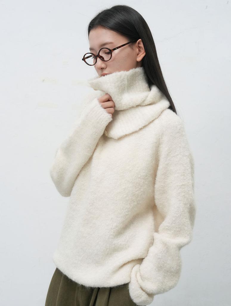 GENERALIDEA Neck Warmer Loose Fit Boucle Knit [Ivory] / Wbe4L05550