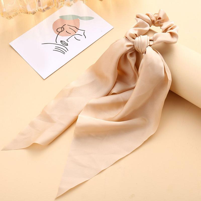 New Fashion Women Girl's Bow Scrunchies Hair Ribbon Elastic Hair Band Solid Color Horsetail Hair Ties Hair Accessories