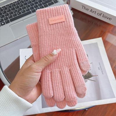 Maillard Women's Korean Style Knitted Winter Touchscreen Gloves - Warm, Thick, Candy Color, Plus Velvet