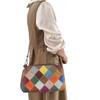 Women'S Handbag Color Leather Splicing Plaid Handbag One Shoulder Messenger Bag