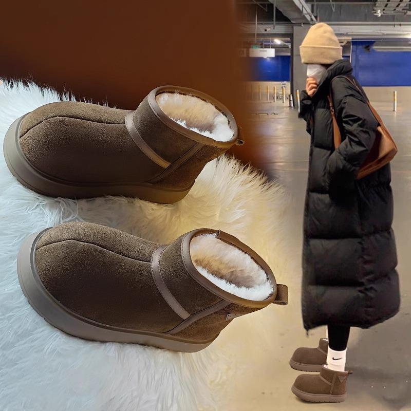 Short Snow Boots Women's Thick Soles Increase In Height 2025 Winter New Korean Version Waterproof Thickened Cotton Shoes Warm and Velvet Short Boots