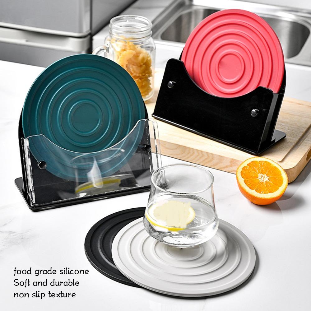 Muiti Color Heat Resistant Mat Silicone Protection Pad Space Saving Anti Scald Placemat Coffee Mug