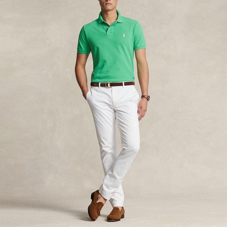 Polo Ralph Lauren Solid Color Logo Embroidered Casual Slim Fit Short Sleeve Polo Shirt Men Tops Green 710534735-363