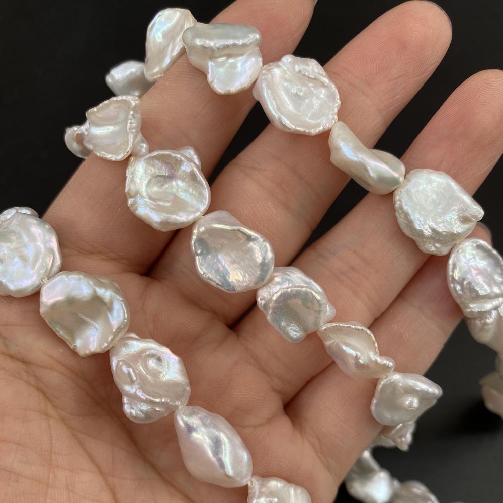 1String, Irregular Pearls, 12×16-13×18mm, White Natural Freshwater Pearl Beads for Jewelry Making DIY Supplies, Women's Craft Gifts 36cm