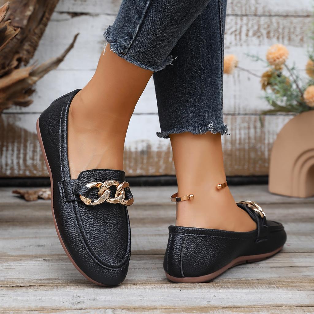 Fashion Plus Size Women's Casual Shoes Autumn New Style Round Head Shallow Chain Flat Bottom loafers women Shoes size 36-43
