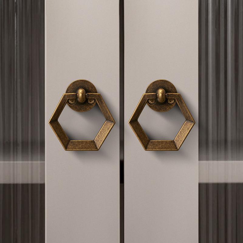 1pc Retro diamond rings wardrobe drawer single hole dark invisible door handle zinc alloy Nordic log wind