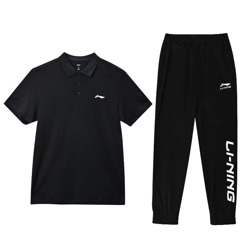

Li Ning Комплект мужской спортивный повседневный универсальный с принтом букв Черный YPLU073-2+YYKU181-1 S