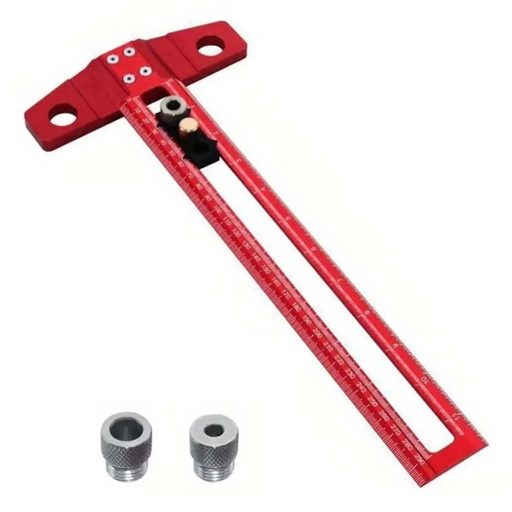 2 in 1 Line Marking Ruler Aluminum Alloy Scriber Marking Ruler  Woodworking