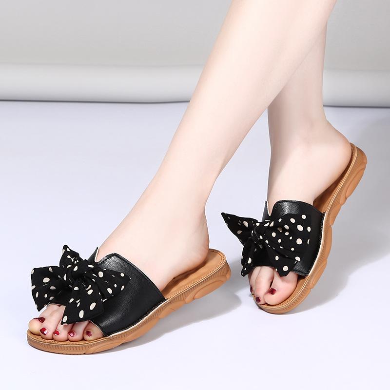 

модные женские тапочки на плоской подошве, летняя верхняя одежда, мягкая подошва, кружевной бант, женские шлепанцы, слипоны, неглубокие сандалии, повседневная женская обувь 34