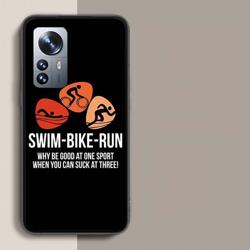 Triathlon Swim Bike Run Phone Case For Xiaomi Poco X3 NFC X4 GT M3 M4 M5 M5S X7 X6 X5 F6 Pro F5 F4 Mi F3 F2 Cover TPU Capa Coque