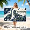 Dinosaur Theme Quick Dry Beach Towel Custom Name Text Print Large Sand Resistant Towel Beach Vacation