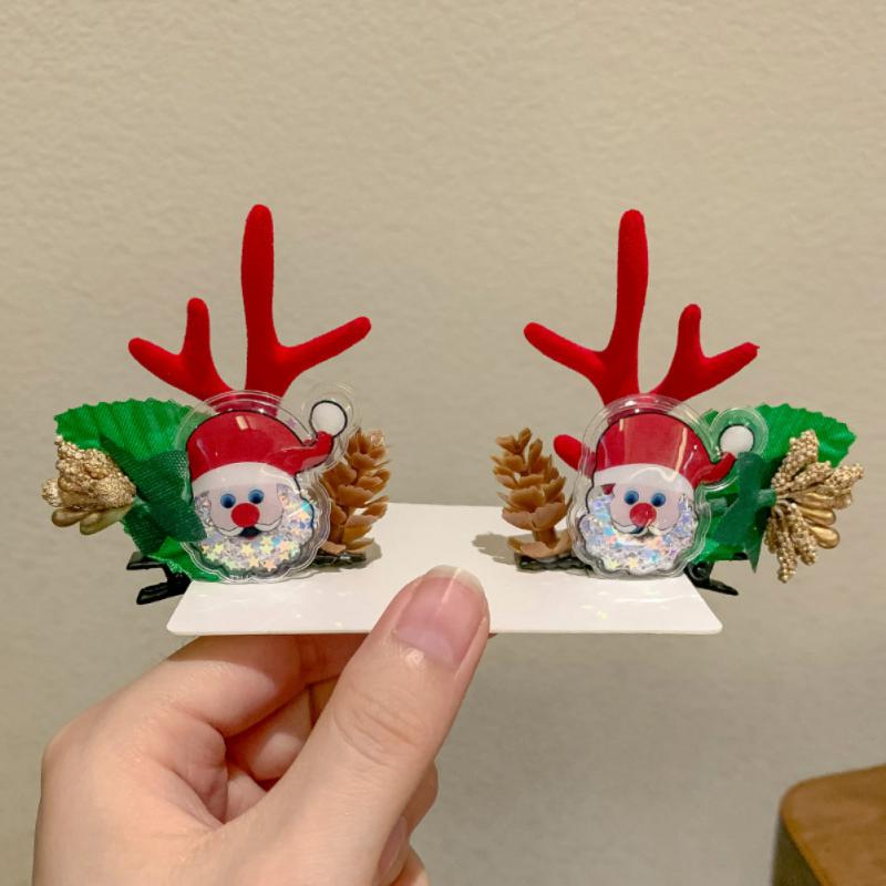2Pcs/set Christmas Hair Clips For Girls Women Kawaii Christmas Elk Ear Hairpins Xmas Party Barrette Hair Accessories Headwear