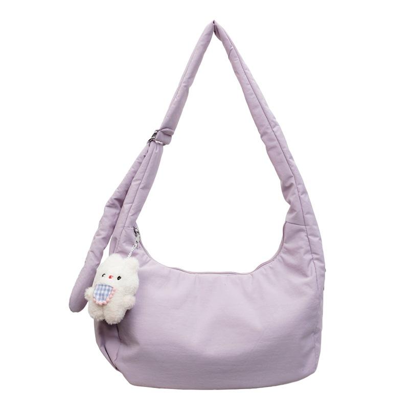 Korean fashion solid color shoulder bag 2026 new large-capacity casual dumpling bag versatile simple girl messenger bag