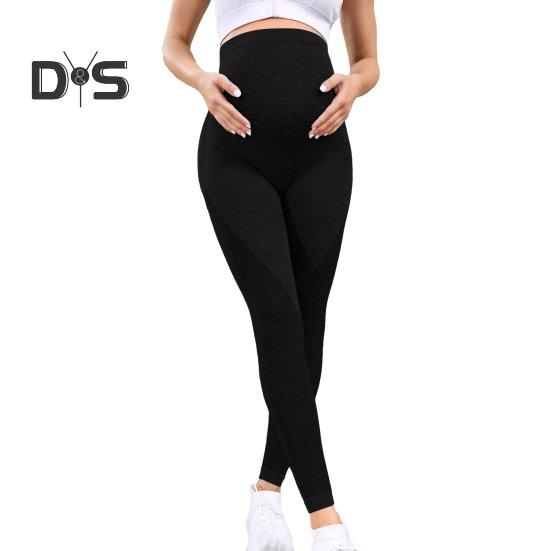 

Леггинсы для беременных с высокой талией, узкая одежда для беременных, трикотажные леггинсы с поддержкой живота для беременных, формирователь тела, брюки, девятые брюки M чёрный