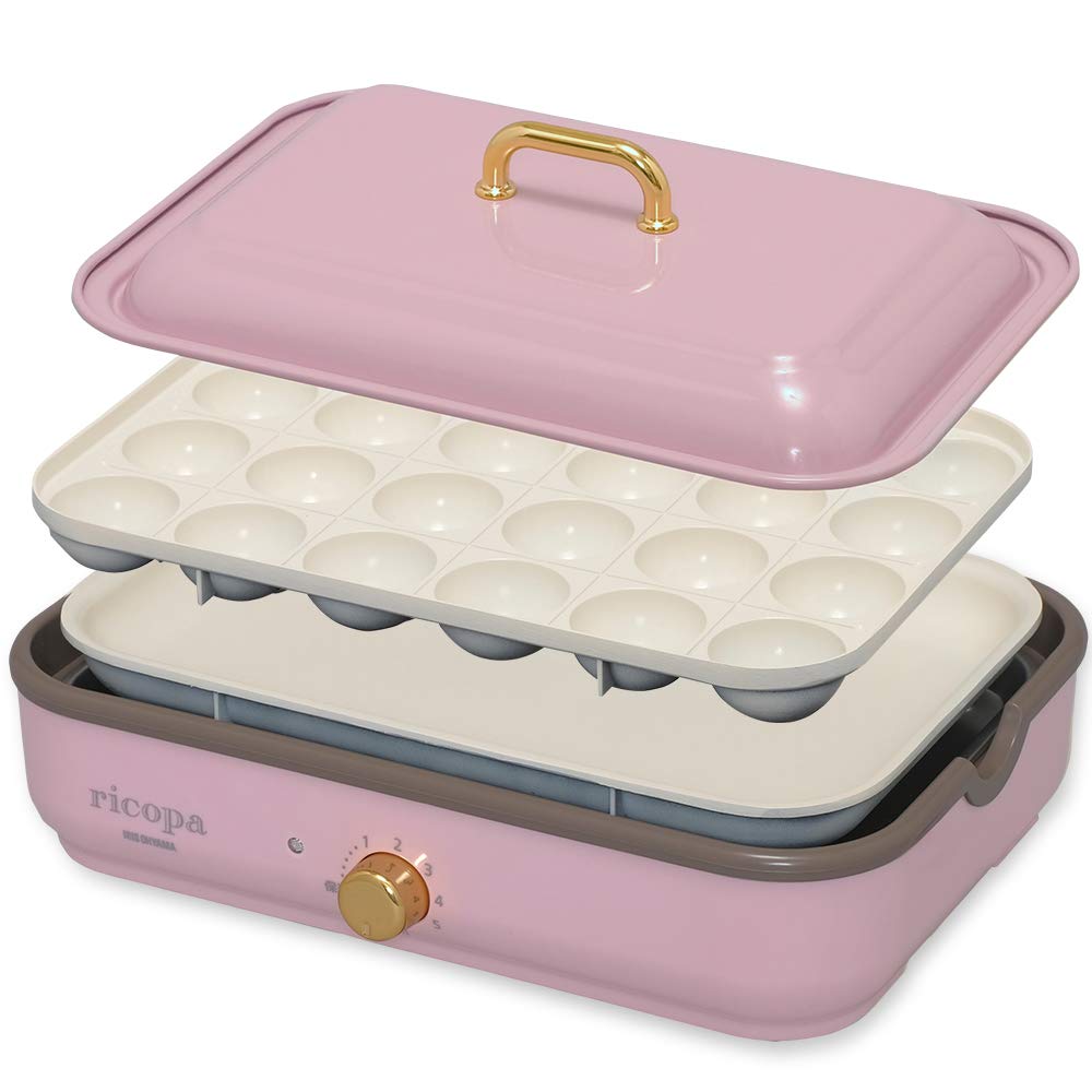 

Iris Ohyama Hot Plate 2WAY Plate Flat ricopa Ash Pink (Тарелка Такояки) МХП-Р102-ПА