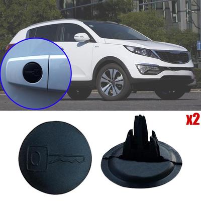2X Car Door Handle KeyHole Cap Plug Clips Protective Cover For KIA Sportage SL 2010 2011 2012 2013 - 2016 Black