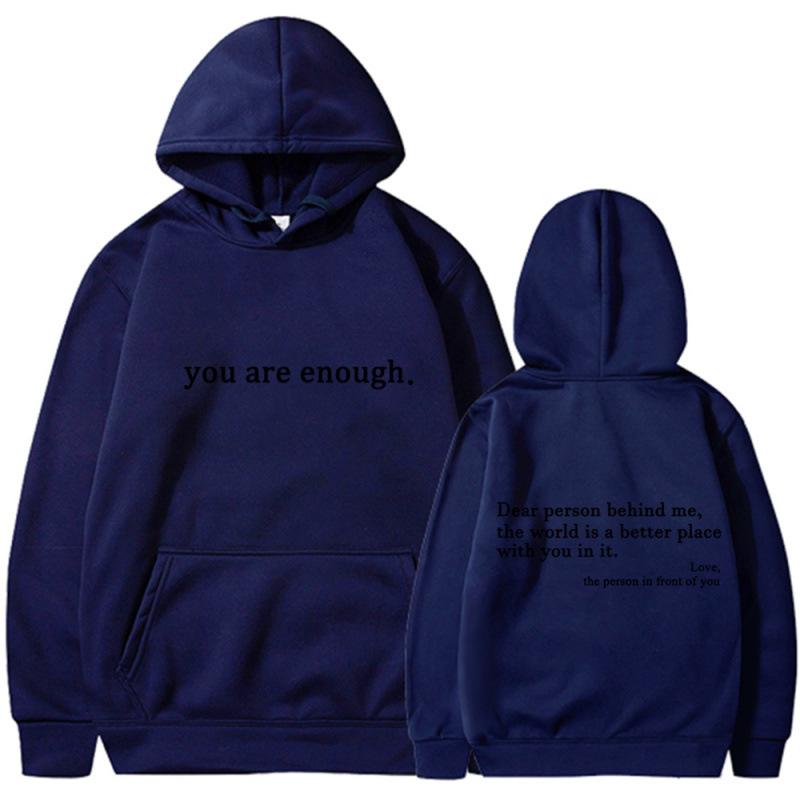 Men's and women's fleece sweater plain letter print pocket drawstring print hoodie