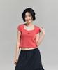 AWESOME STUDIO Pigment Square Neck T-Shirt Red