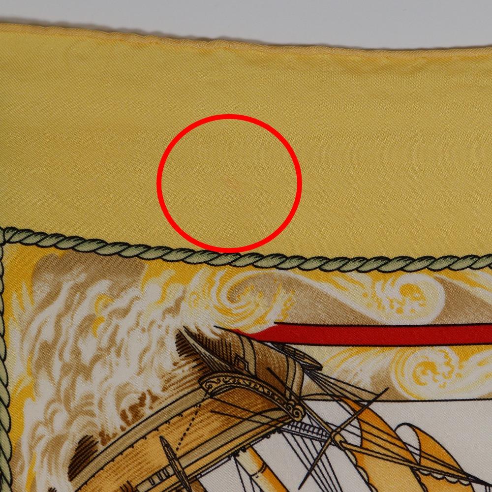 Hermes Carree90 Schal Vive le Vent Kazeyo Fuke gelbe Seide Damen Gebraucht