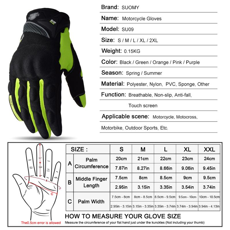 Suomy Motorcycle Gloves Motorbike Gloves Touch Screen Breathable Guantes Moto Gloves Racing Summer Spring Men Women Luva Moto DH