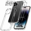 Case - E.F.CONNECTION - for iPhone 14 Pro Max - Ultra Transparent - Complete Protection Pack - 3 Tempered Glasses