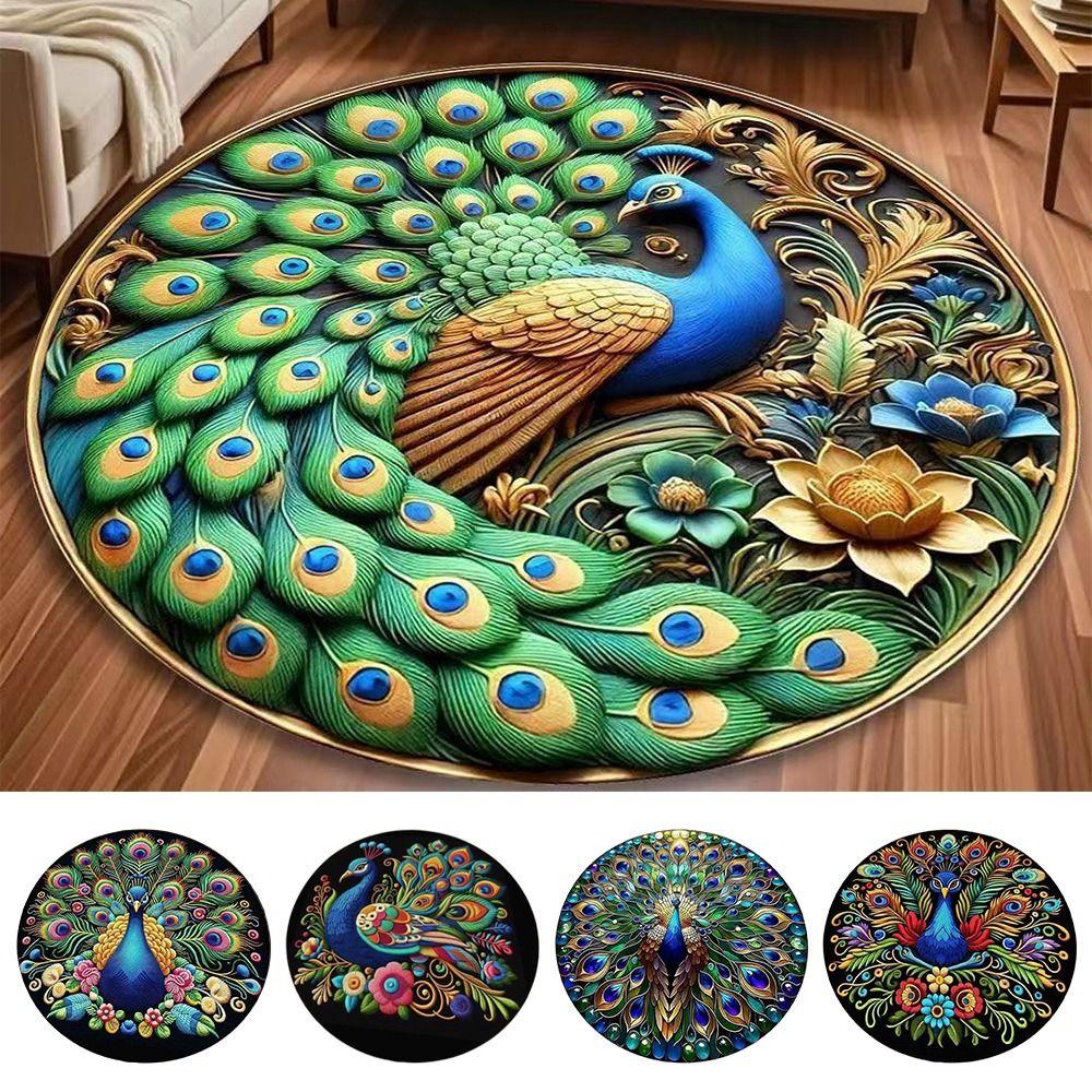 Non-slip Peacock Mat Special-shaped Door Gasket for Living Room Tea Table Bedside