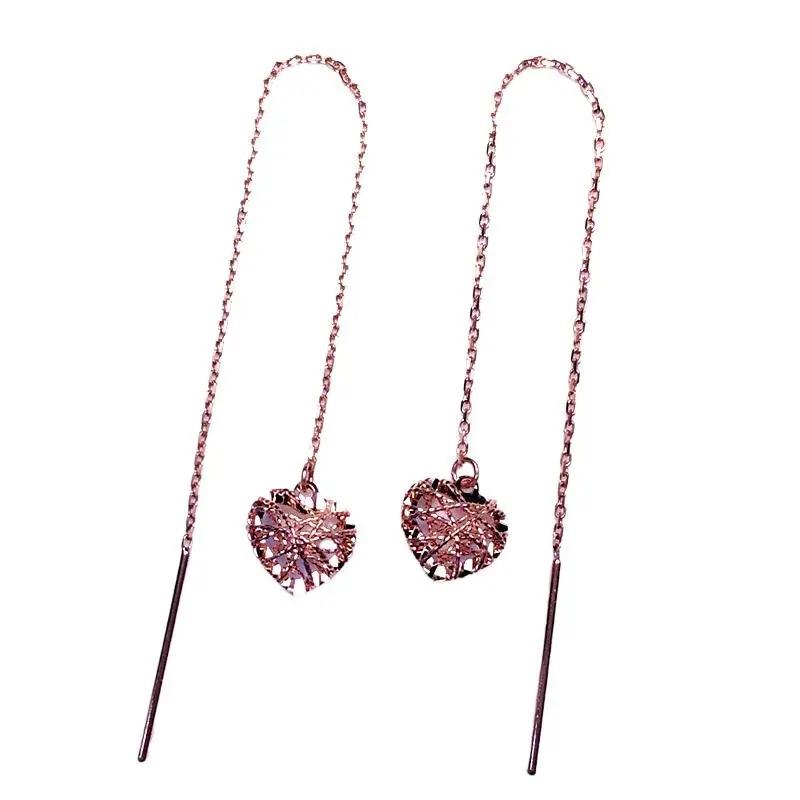 Purple Gold Color Gold Brushed Hollow Love Earphone Fashion Simple Temperament Rose Gold Plated Ear Jewelry