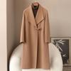 Spring 2026 Women's 10% Cashmere Wool Long Coat with Large Lapel