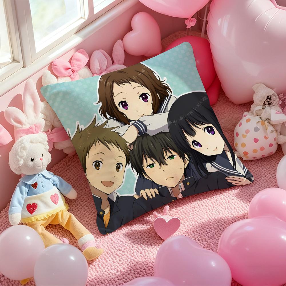 Anime Hyouka Cushion Cover Pattern Printed Pillowcase for Living Room Sofa Cushion Cover & Bedroom Decor