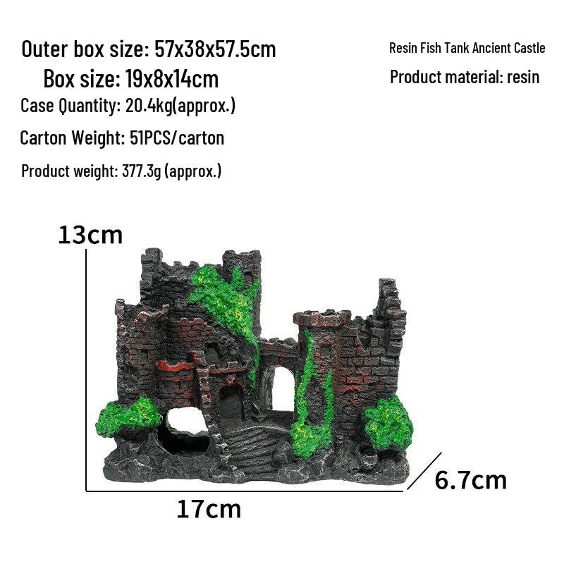 

Орнамент для акваріума старовинного замку в європейському стилі - прикраса для домашніх тварин, що лазять, садовий ландшафт, рокарій, мікроландшафтна печера. Ancient Castle