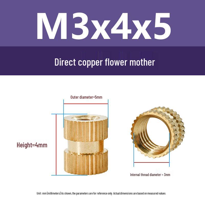 M1-M10 Knurled Brass Heat Insert Nut for Injection Molding