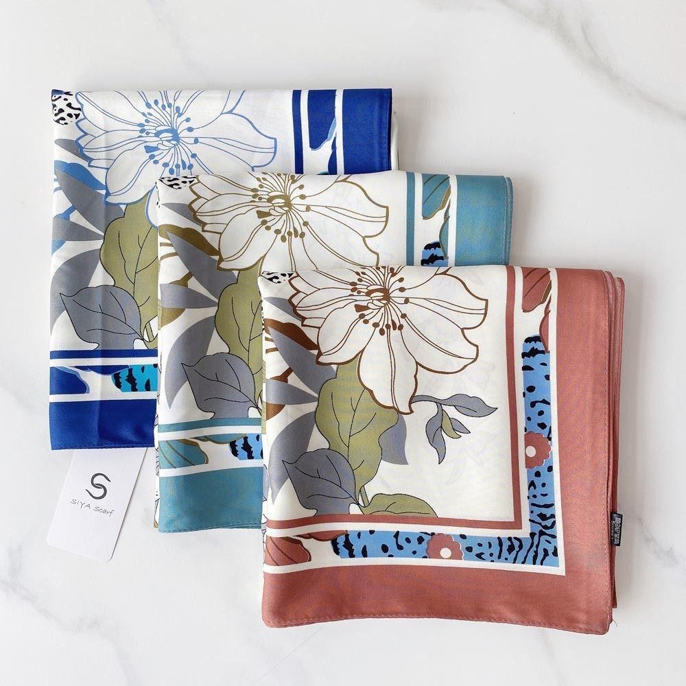 

Satin Autumn Neckerchief Bandana Women Neck Scarves Korean Hijab 90cm Square Scarfs Small Shawls зелёный