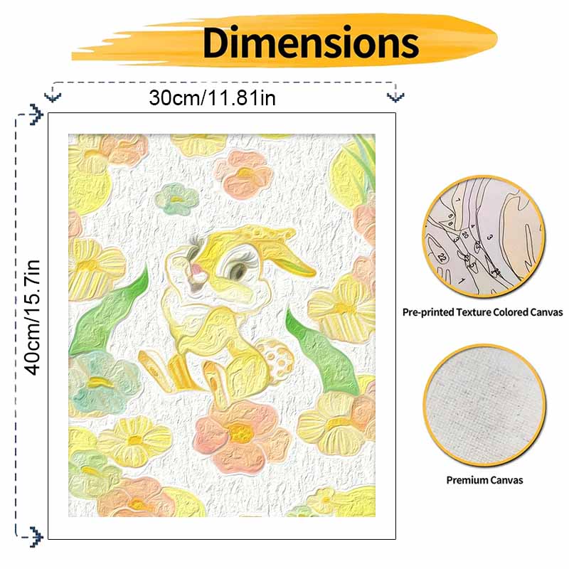 Disney oil painting handmade diy Thumper rabbit flowers art gifts home decorations