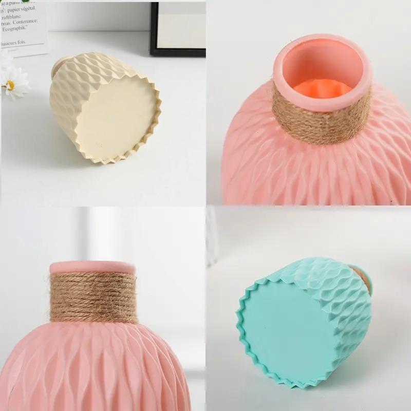 Moderne Plastik-Blumenvase Wasserwellen-Blumentopf 1/2 Stück Körbe Ästhetische Raumdekoration Wohnzimmerdekorationen Ornamente Jarron