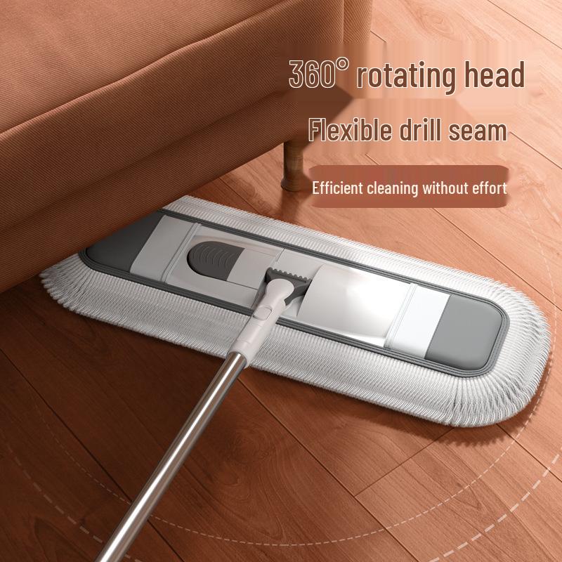 Pure Cotton Large Dust Mop for Hotels & Homes - Flat Mop for Tile Floors with Extended Cloth