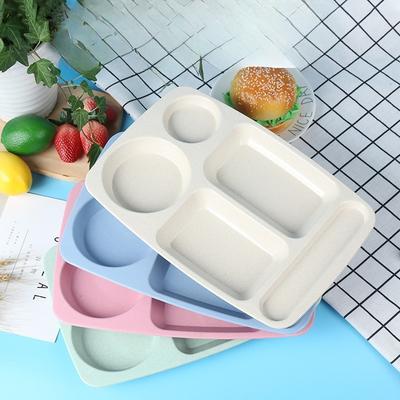 Wheat Straw Compartmentalized and Quantified Meal Plates for Children, Students, Kindergarteners, Fat-reduction Meals, Breakfast Plates