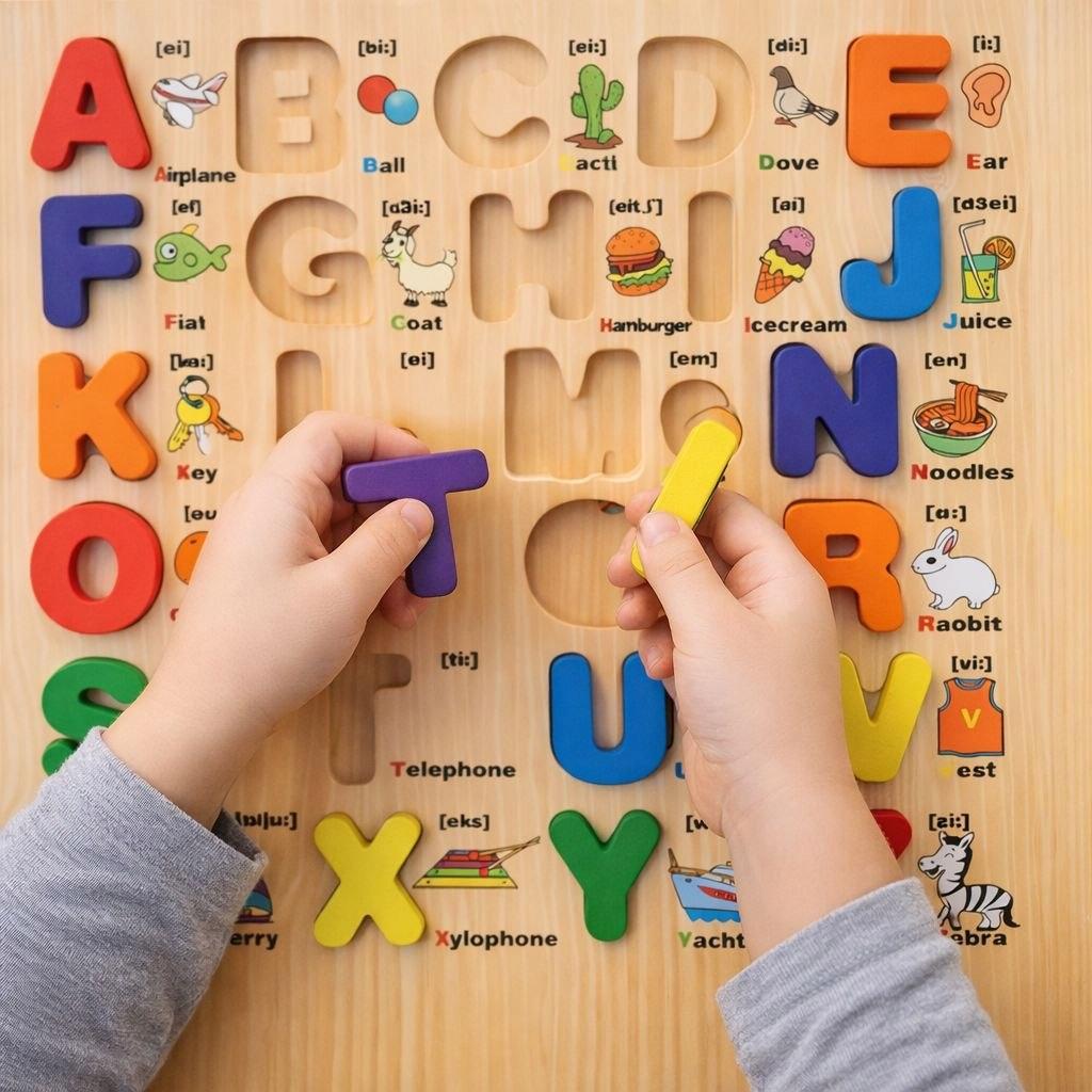 Wooden Puzzle English Alphabet Letters Educational Puzzle